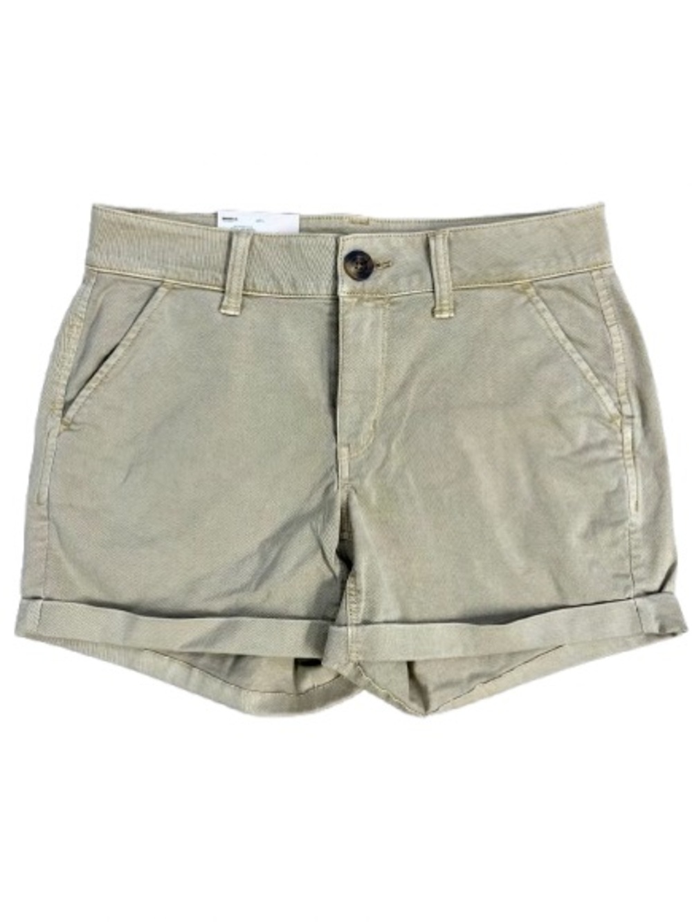 NWT SO Kohl's Low Rise Chino Shorts Waren Khaki Tan Beige Cuffed Juniors Size 5